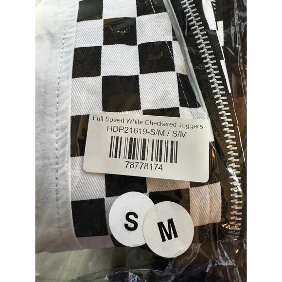 12th Tribe Full Speed White Checkered Joggers Size S/M - Picture 6 of 6